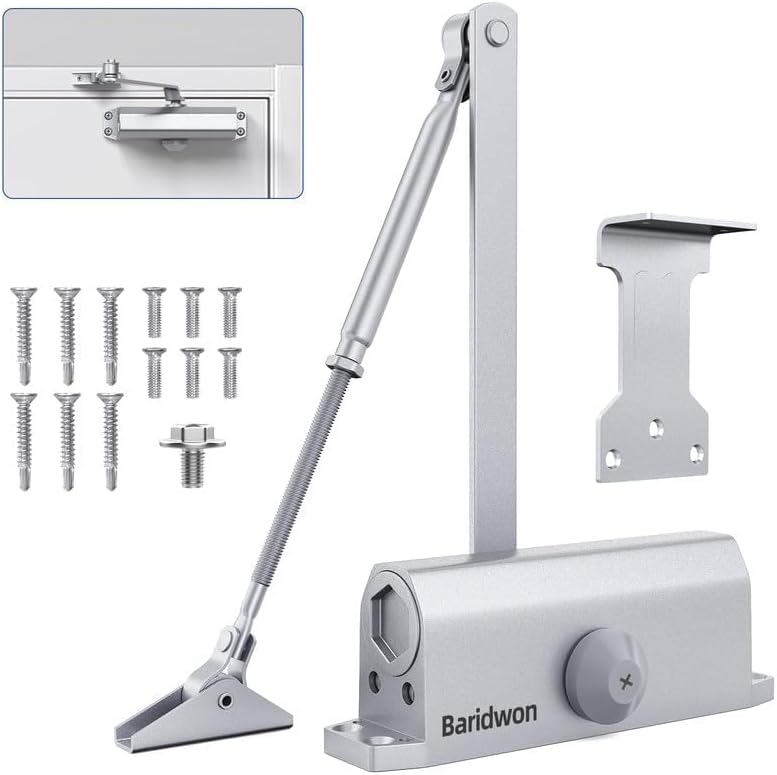Baridwon Door Closers Commercial, Heavy Duty Door Closer No Slam, Hydraulic Door Soft Closer with Hold Open, Self Closing Door Mechanism to Ensure Smooth and Secure Door Operations -Small Size - Image 1